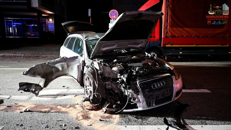 Hamburg Rahlstedt - Über 1 Promille - Audi zerlegt Ampel