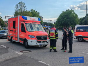 Der verunfallte Rettungswagen