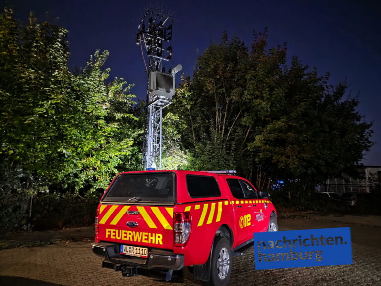 Feuerwehr vor dem Strommast in Neu Wulmstorf
