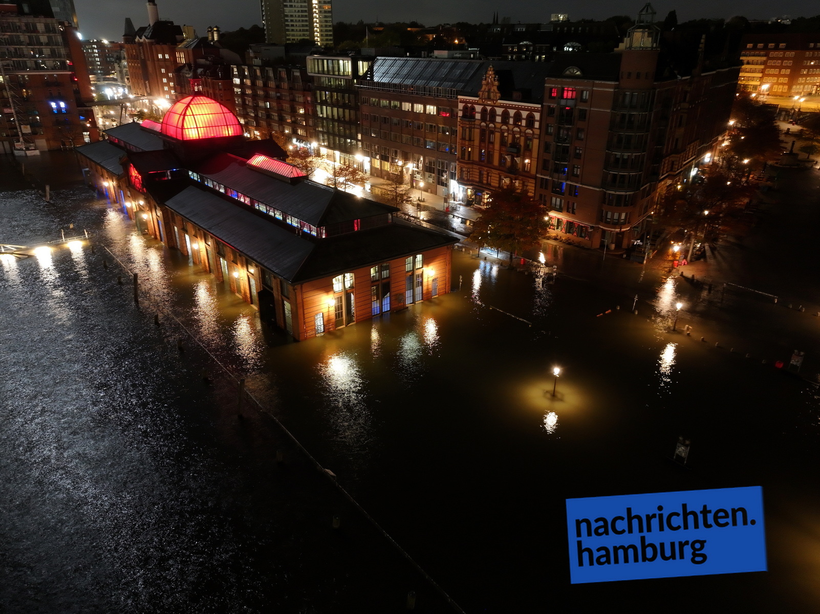 Sturmflut am Fischmarkt Luftbild
